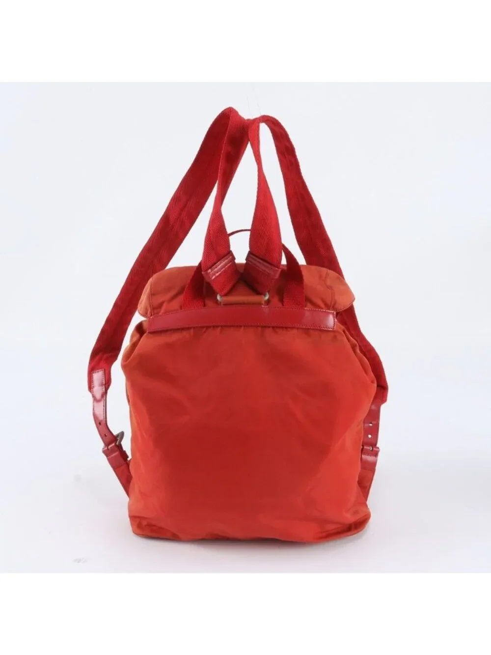 Prada Tessuto Nylon Triangle Logo Leather Backpack Shoulder Bag